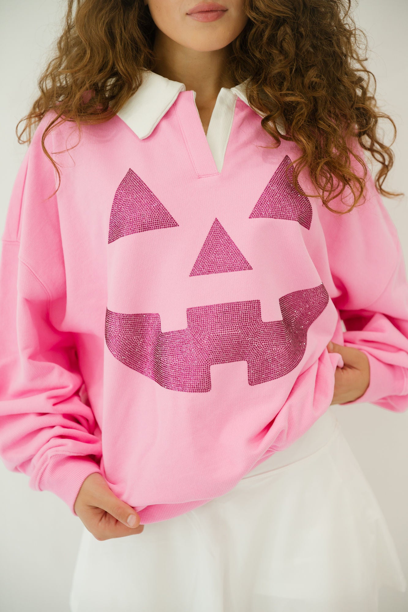JACK O' LANTERN PINK CREW NECK PULLOVER Judith March