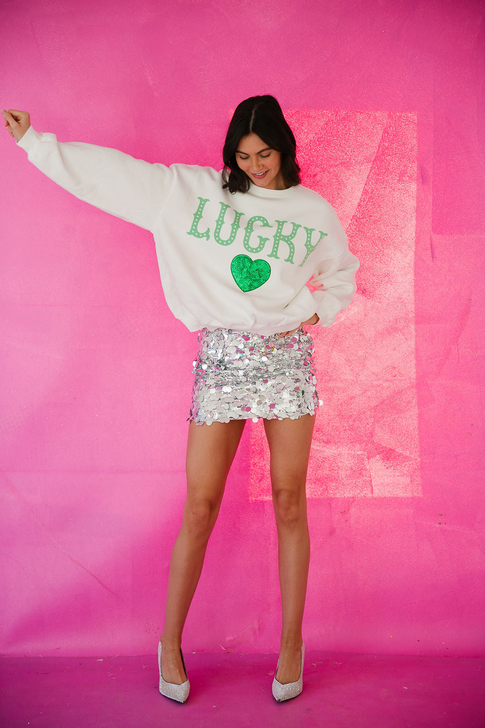 LUCKY HEART WHITE PULLOVER PULLOVER Judith March