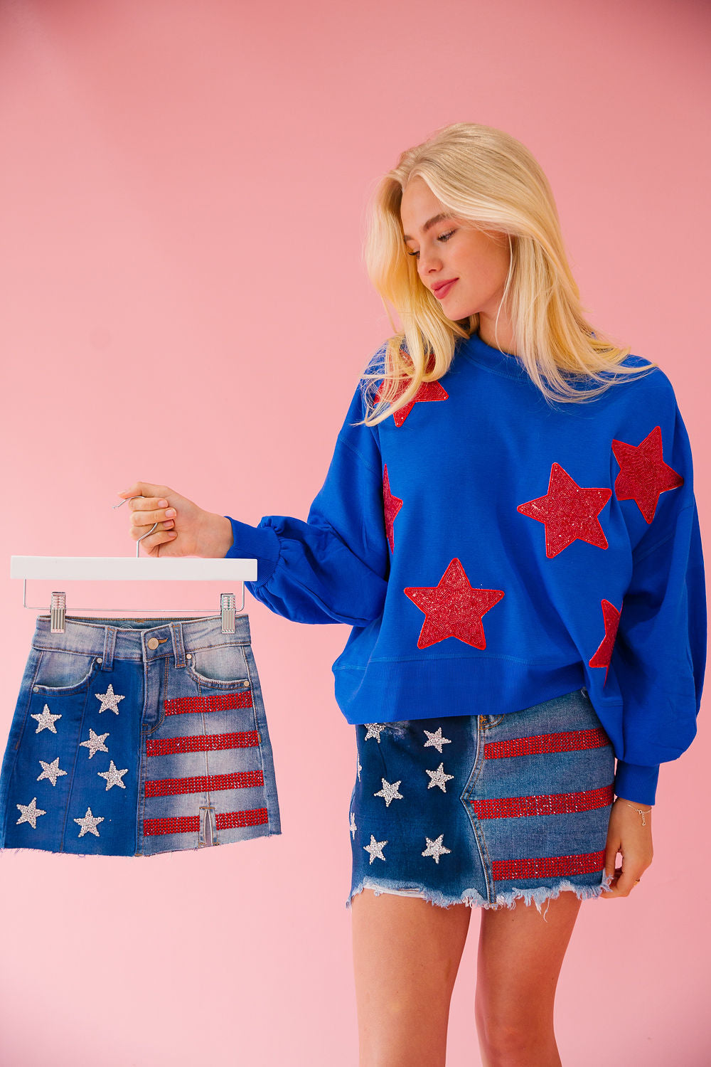 USA FLAG DENIM SKIRT SKIRT Judith March