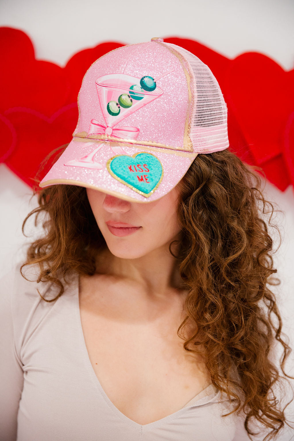 KISS ME MARTINI PINK SPARKLE HAT