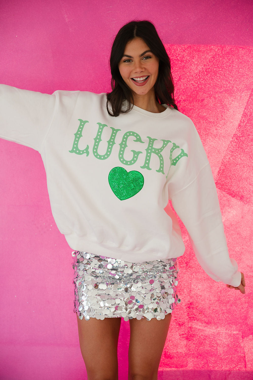 LUCKY HEART WHITE PULLOVER PULLOVER Judith March