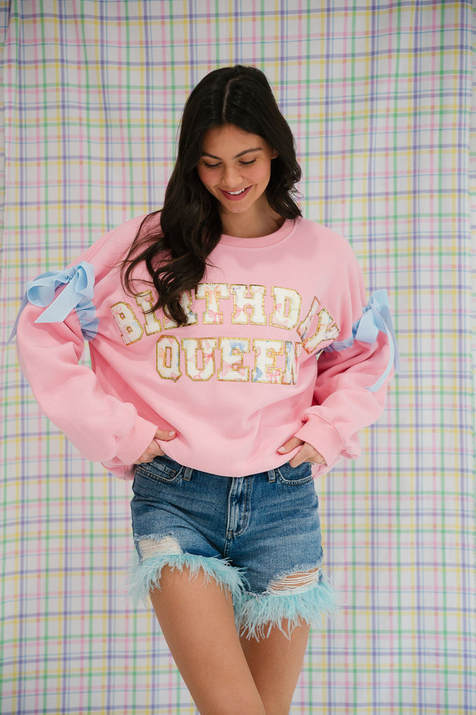 BIRTHDAY QUEEN RIBBON PINK PULLOVER pullover Judith March