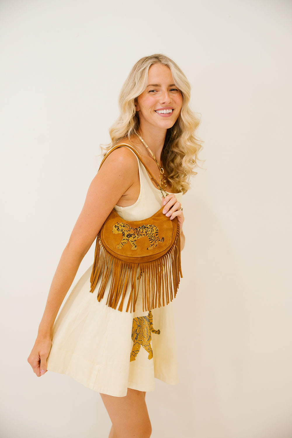 GOLDEN ROAR FRINGE HANDBAG Clutch Judith March