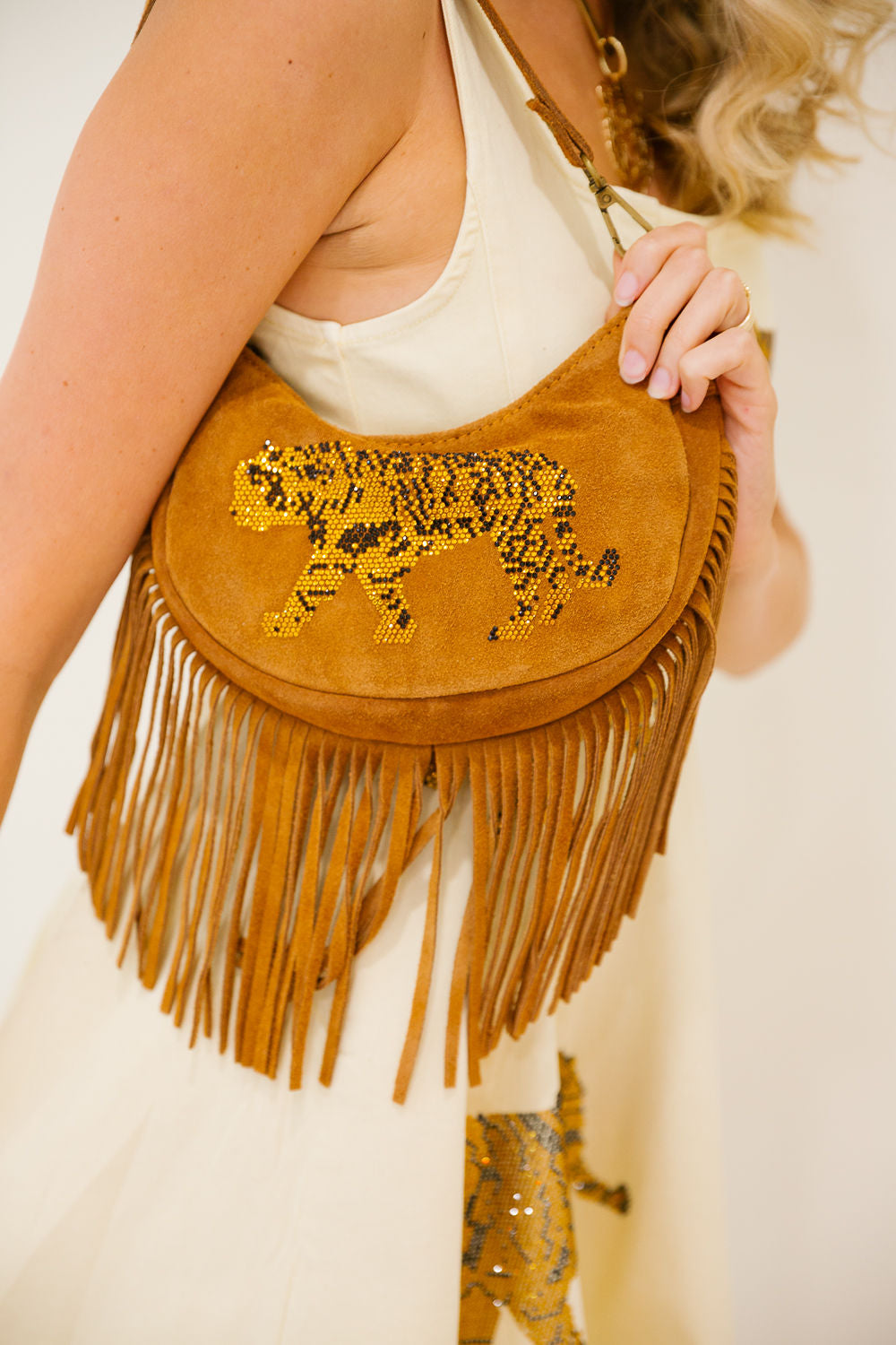 GOLDEN ROAR FRINGE HANDBAG Clutch Judith March