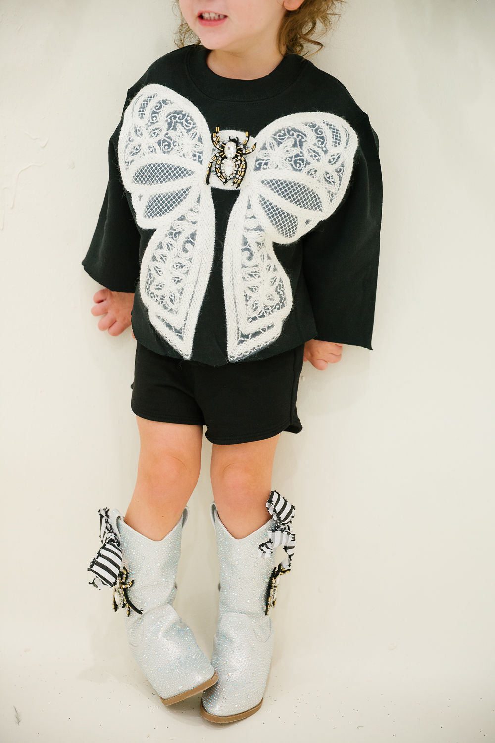MINI KIDS SPIDER BOW BLACK PULLOVER PULLOVER Judith March