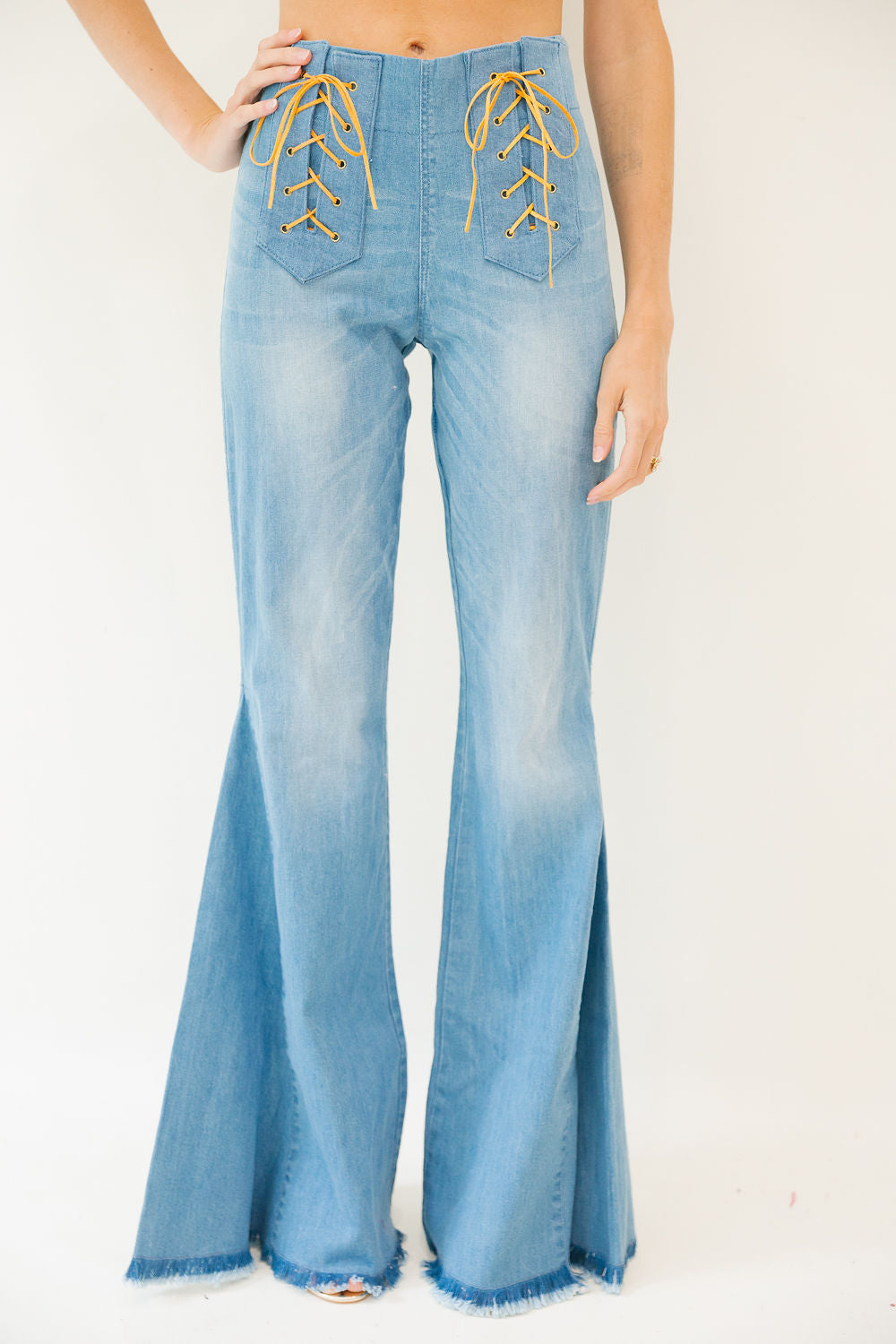 *DENIM LACE UP FLARES - LARGE FLARES Judith March