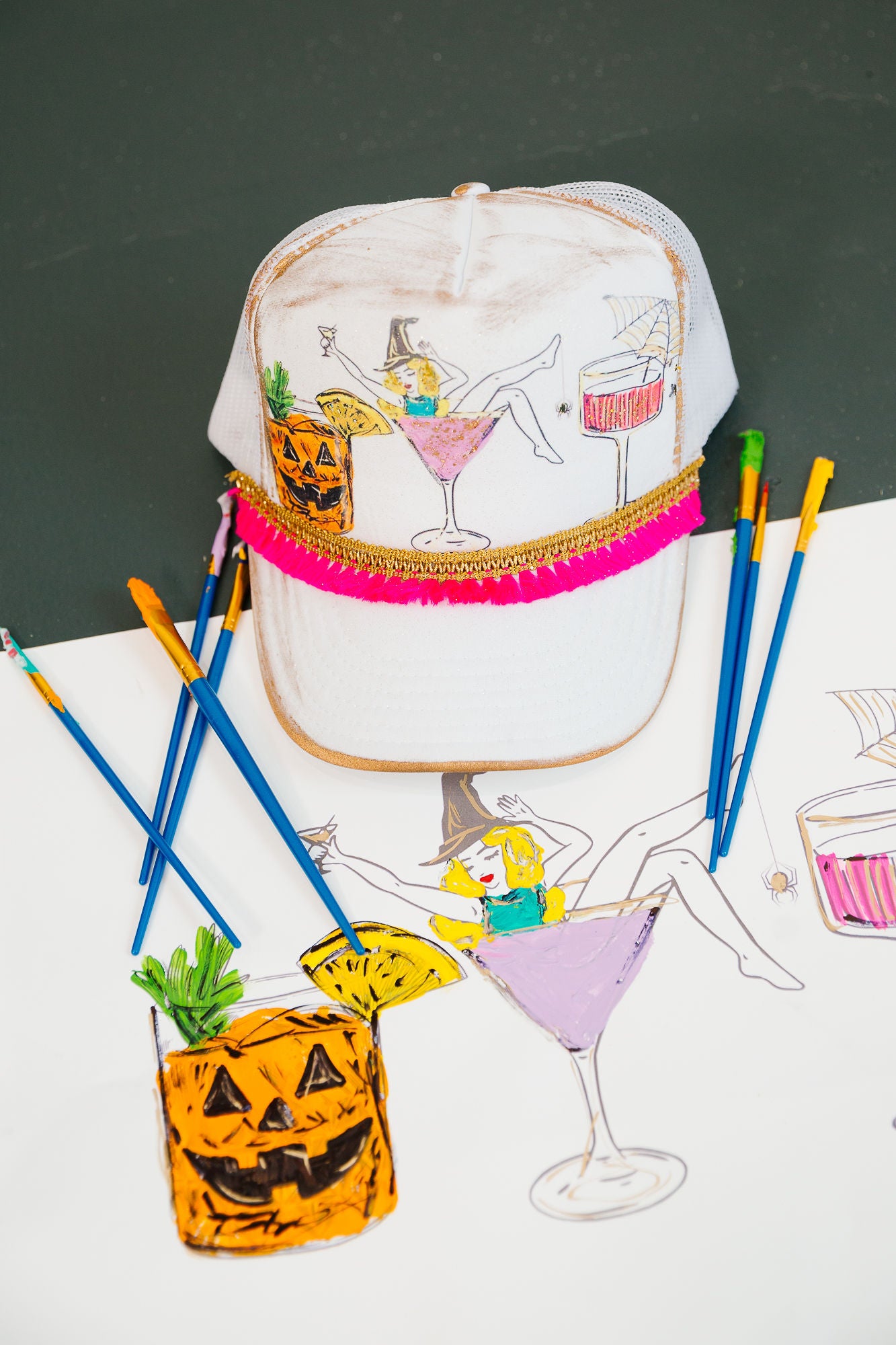 DRINK UP WITCHES TRUCKER HAT TRUCKER HAT Judith March