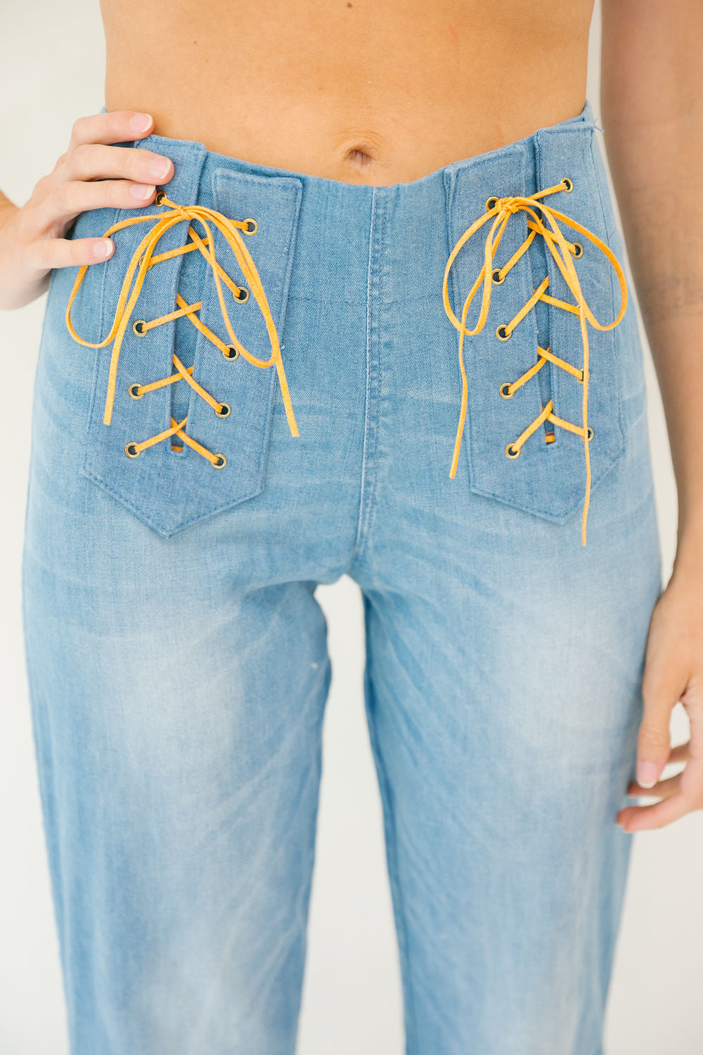 *DENIM LACE UP FLARES - LARGE FLARES Judith March