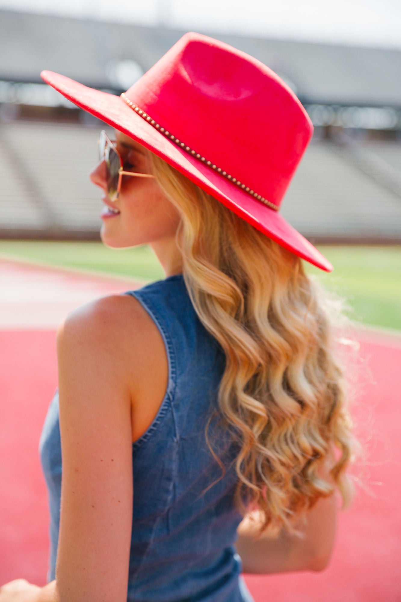 TINIS & TOUCHDOWNS RED RANCHER HAT HAT Judith March
