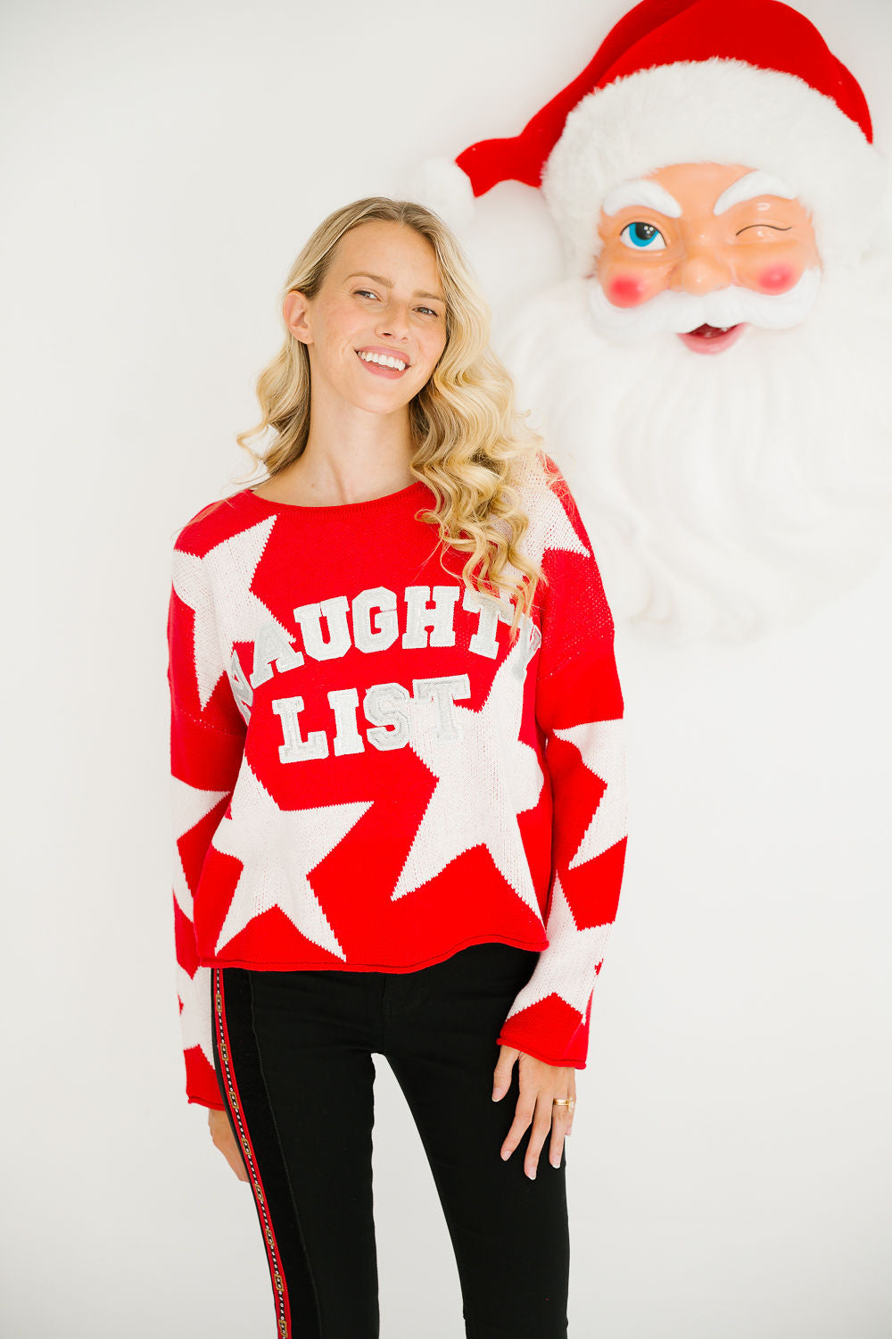 NAUGHTY LIST SILVER SPARKLE SWEATER SWEATER Judith March