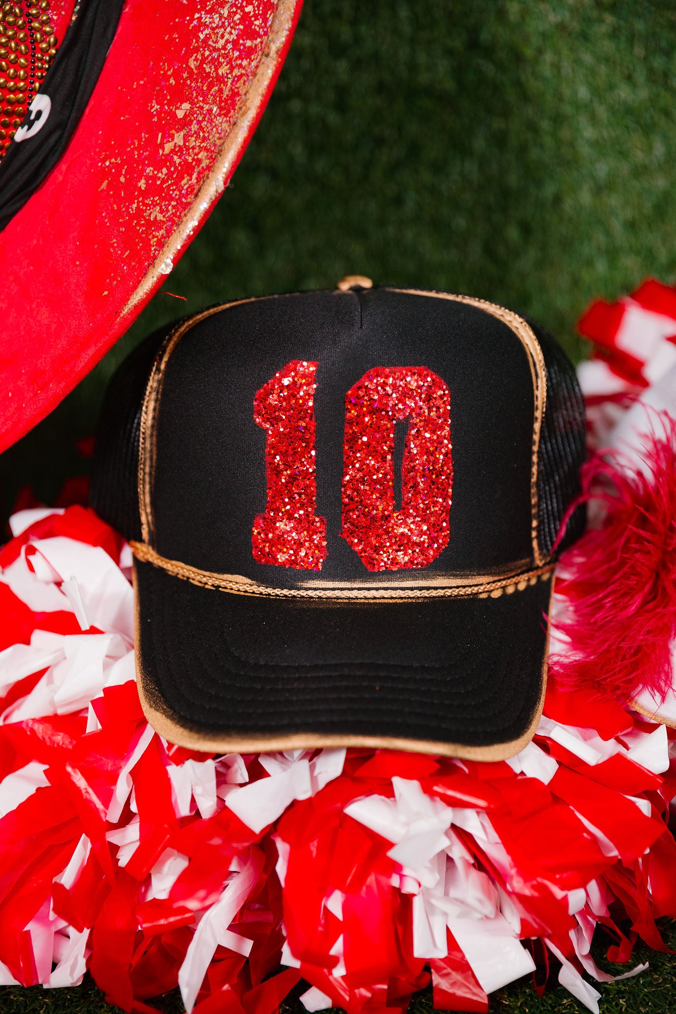 CUSTOM GLITTER NUMBER TRUCKER HATS HAT Judith March