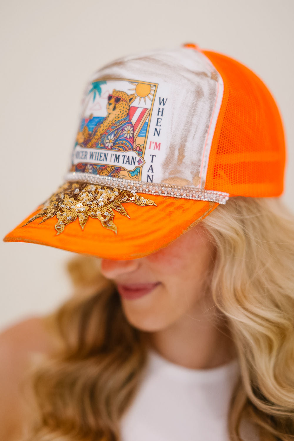 NICER WHEN I'M TAN ORANGE TRUCKER HAT HAT Judith March