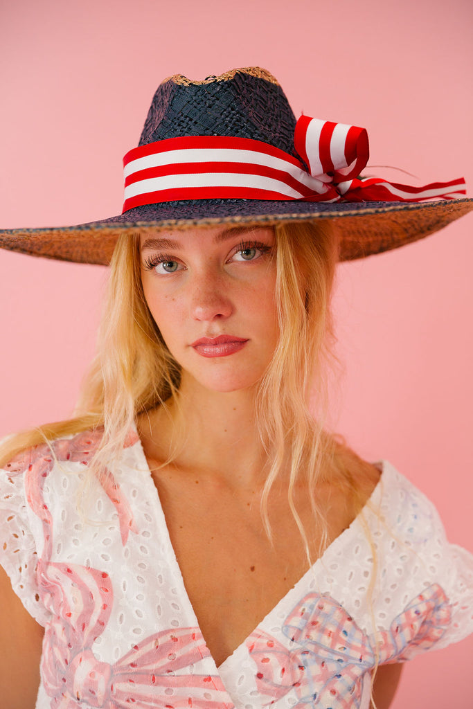 AMERICAN STRIPED BOW SUN HAT Sun hat Judith March   