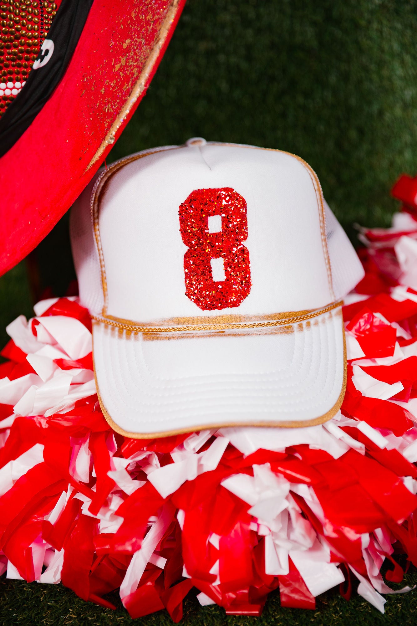 CUSTOM GLITTER NUMBER TRUCKER HATS HAT Judith March