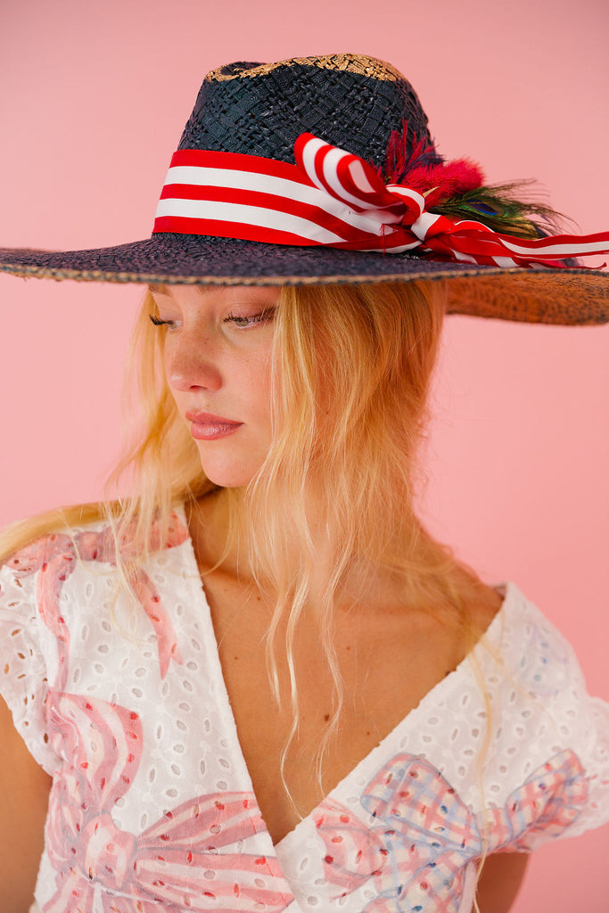 AMERICAN STRIPED BOW SUN HAT Sun hat Judith March   