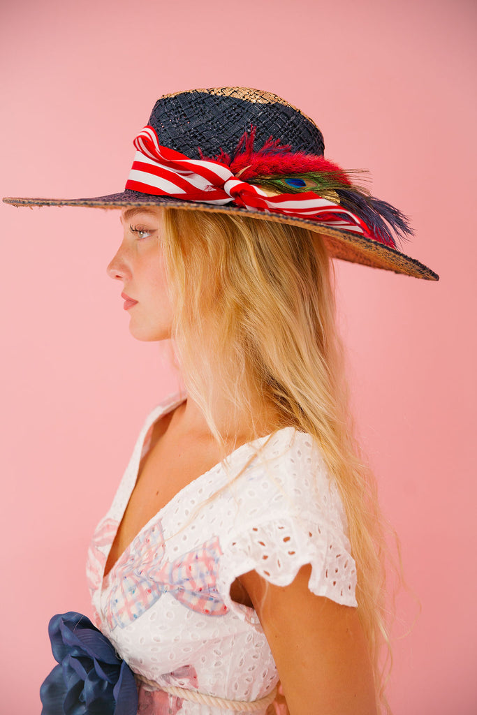 AMERICAN STRIPED BOW SUN HAT Sun hat Judith March   