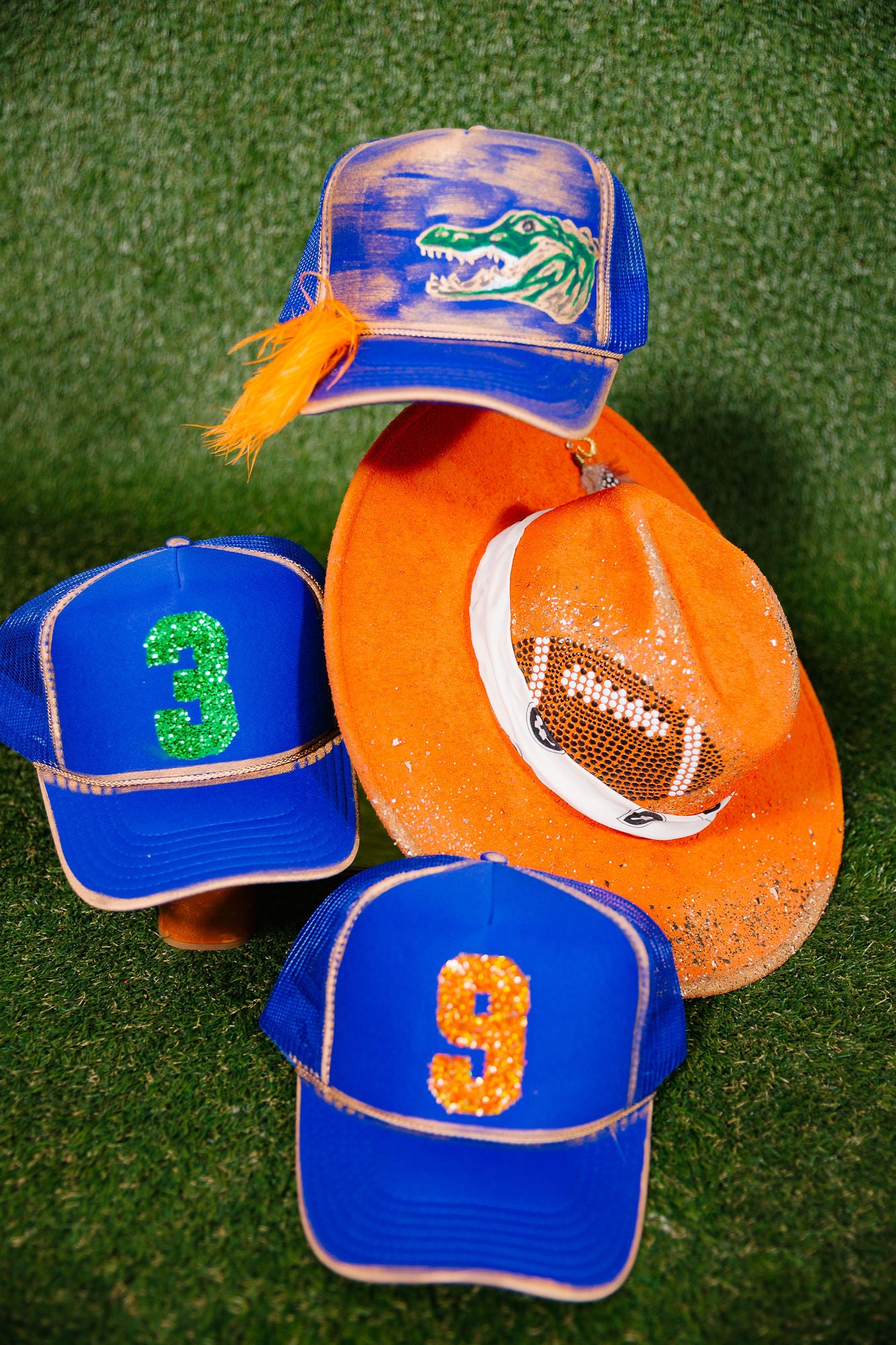 CUSTOM GLITTER NUMBER TRUCKER HATS HAT Judith March