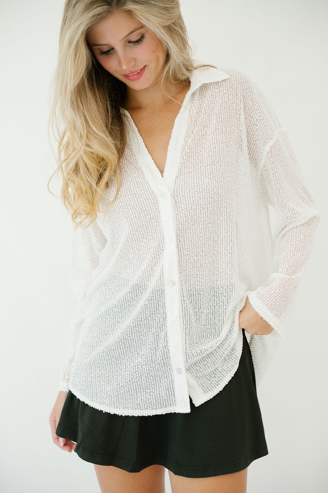 TRICK OR TREAT SEQUIN BUTTON DOWN Button Down Judith March