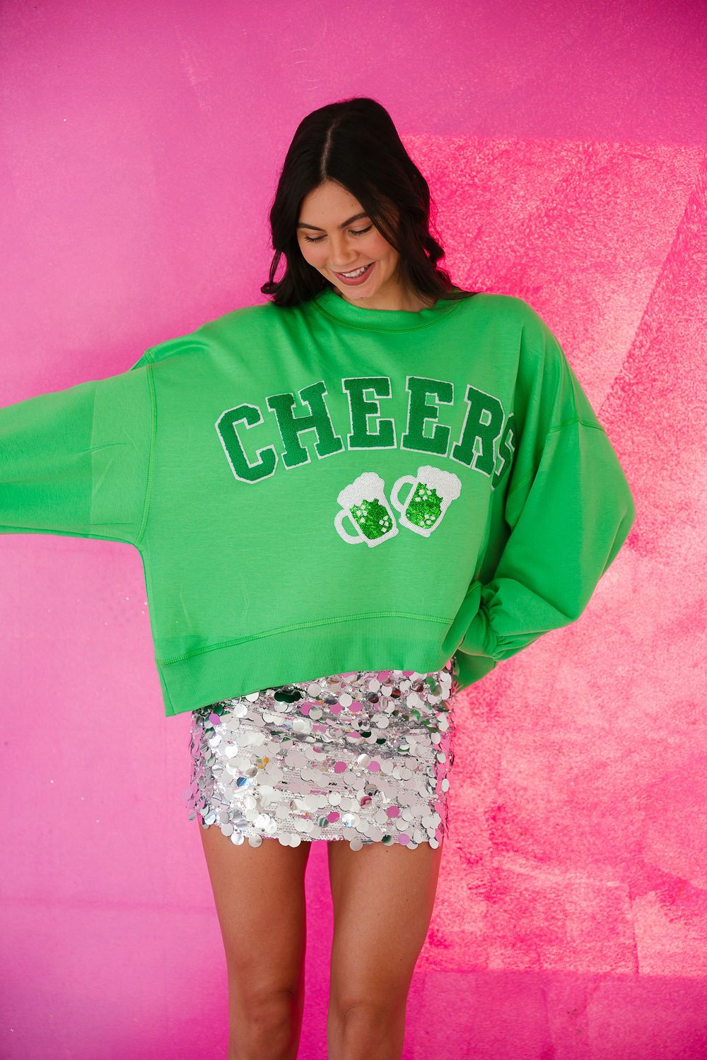 CHEERS VARSITY GREEN PULLOVER PULLOVER Judith March