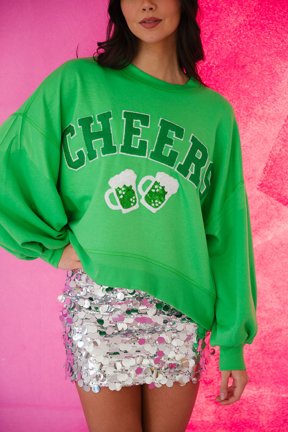 CHEERS VARSITY GREEN PULLOVER PULLOVER Judith March
