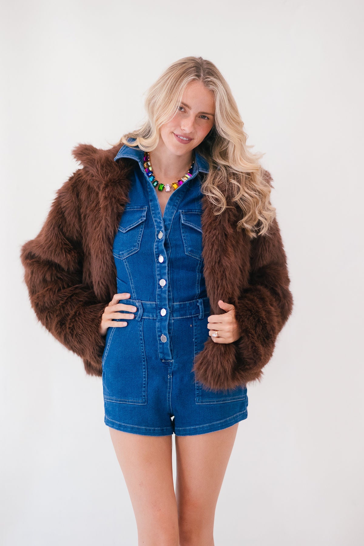 TURKEY CHEERS DENIM ROMPER ROMPER Judith March