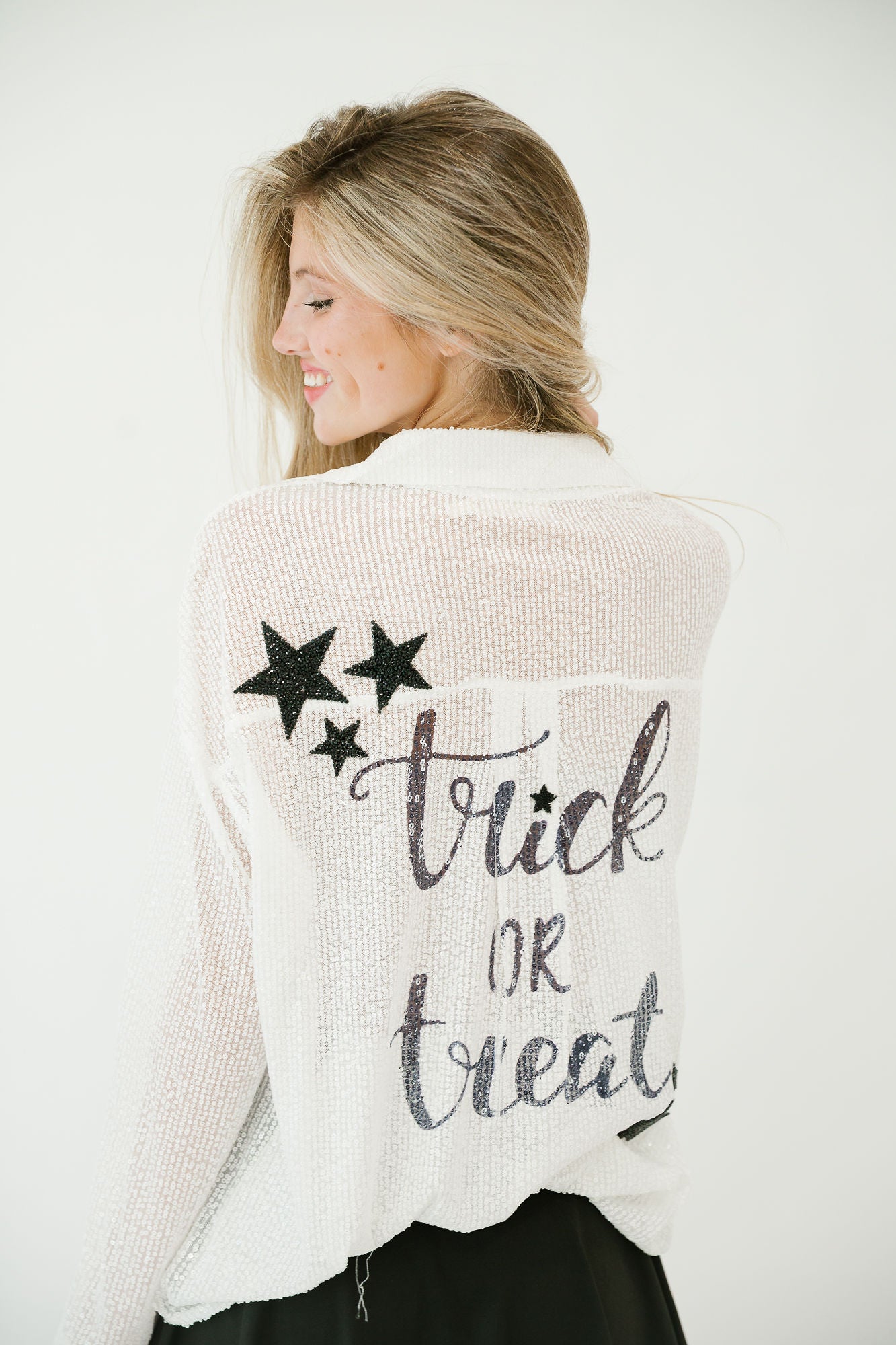 TRICK OR TREAT SEQUIN BUTTON DOWN Button Down Judith March