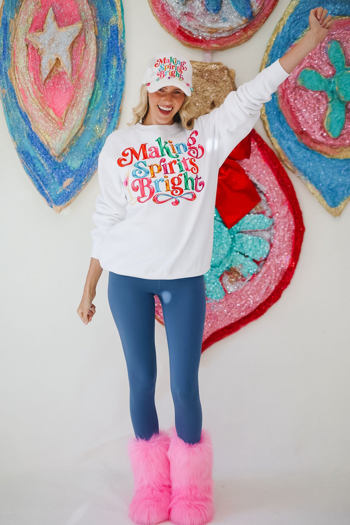 MAKING SPIRITS BRIGHT WHITE PULLOVER PULLOVER Judith March