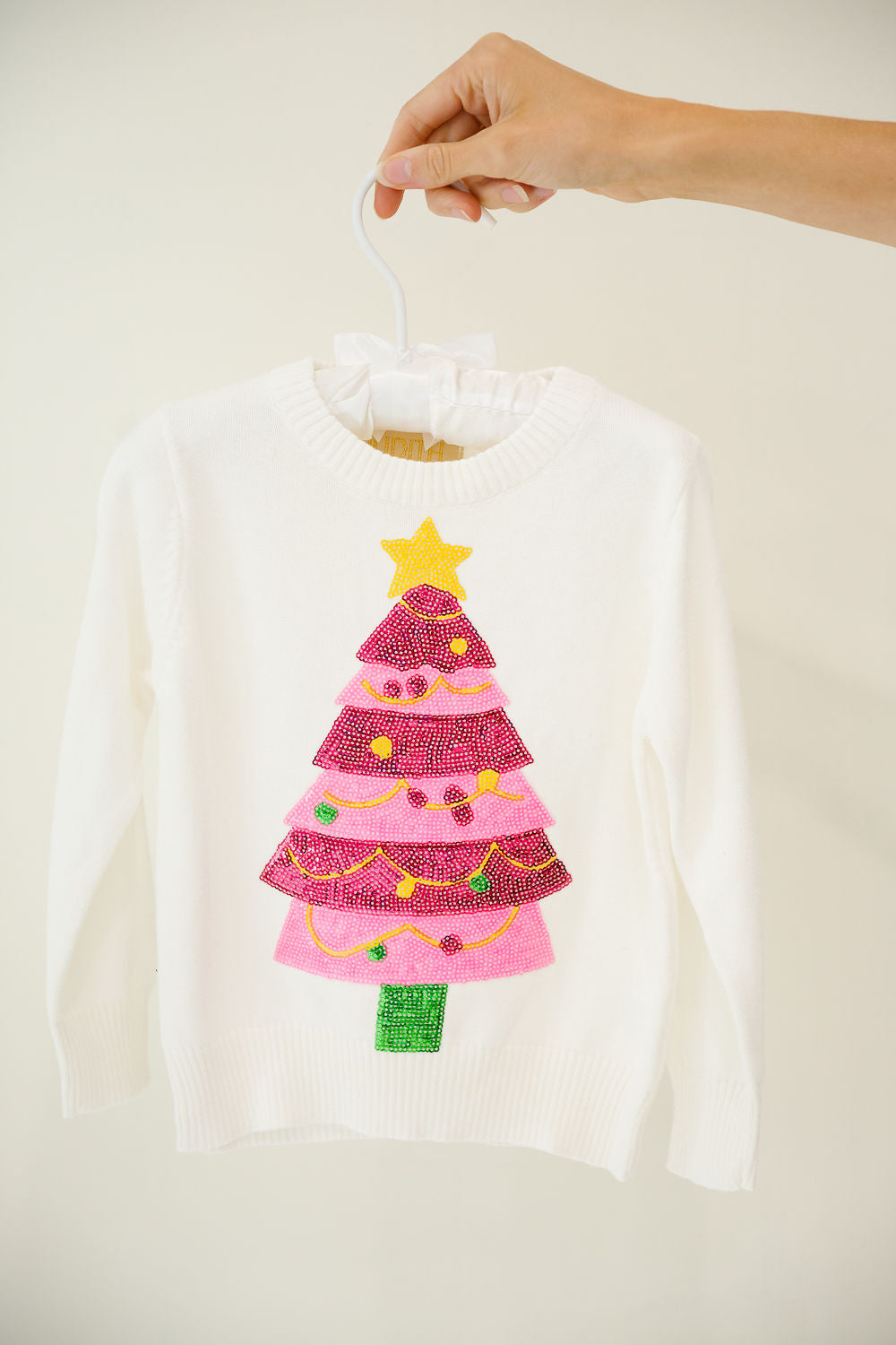 *MINI KIDS CREAM CHRISTMAS TREE SWEATER - SIZE 18/24 SWEATER Judith March
