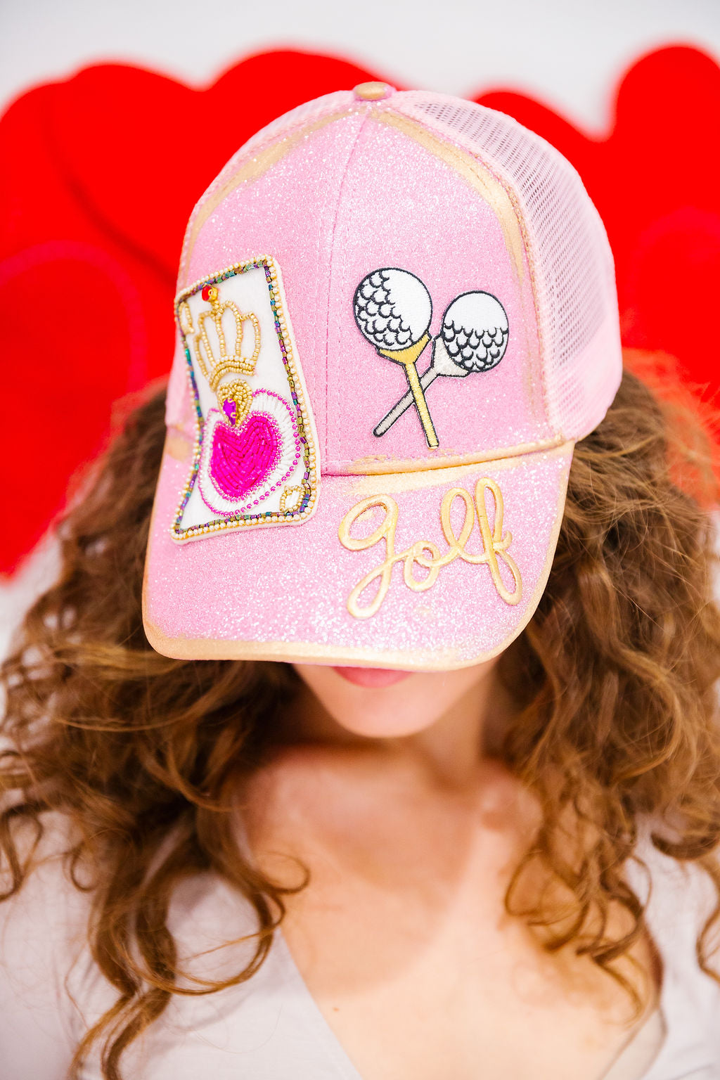 QUEEN OF GOLF PINK SPARKLE HAT