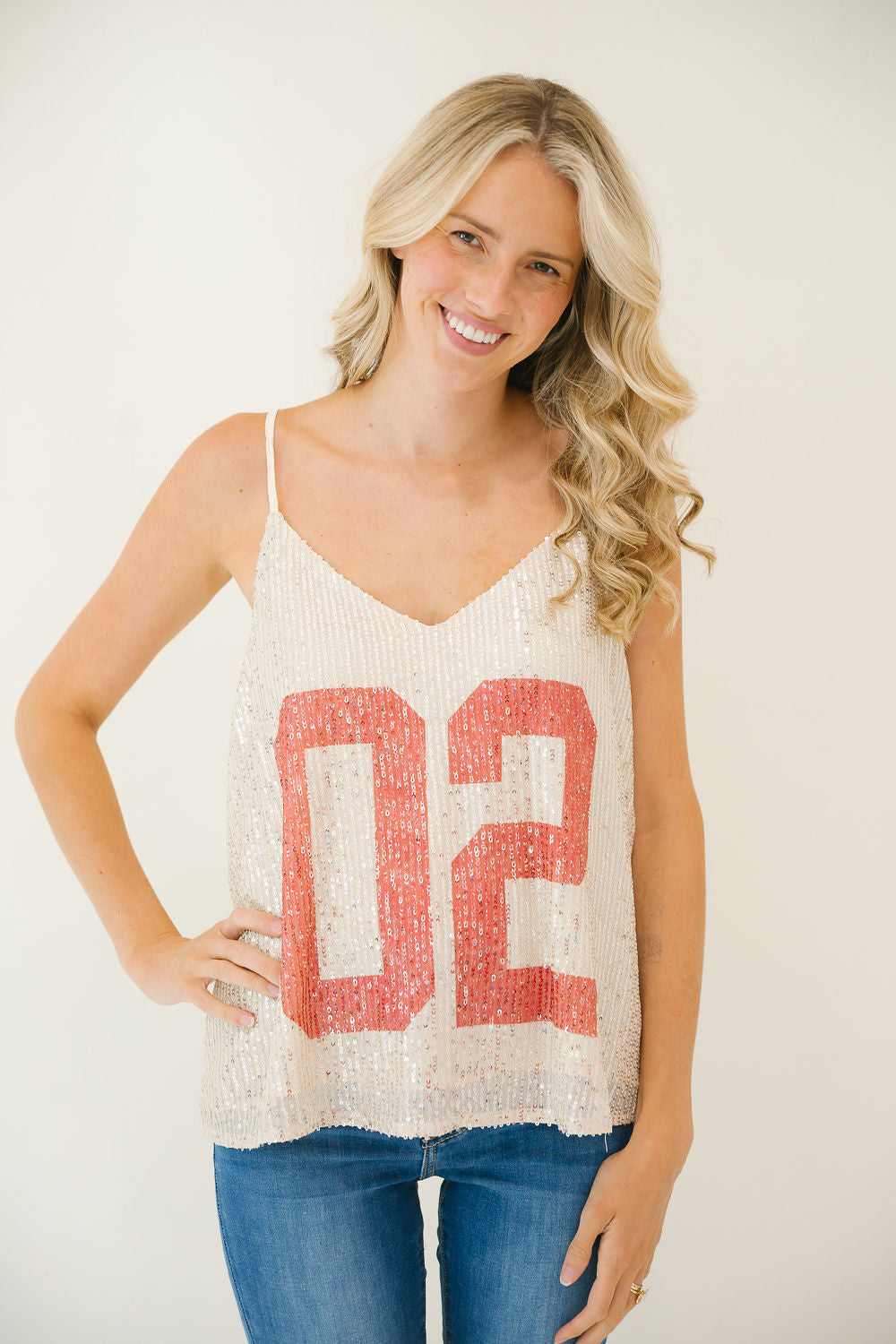 *CREAM SEQUIN 02 TANK - MEDIUM TANK Judith March