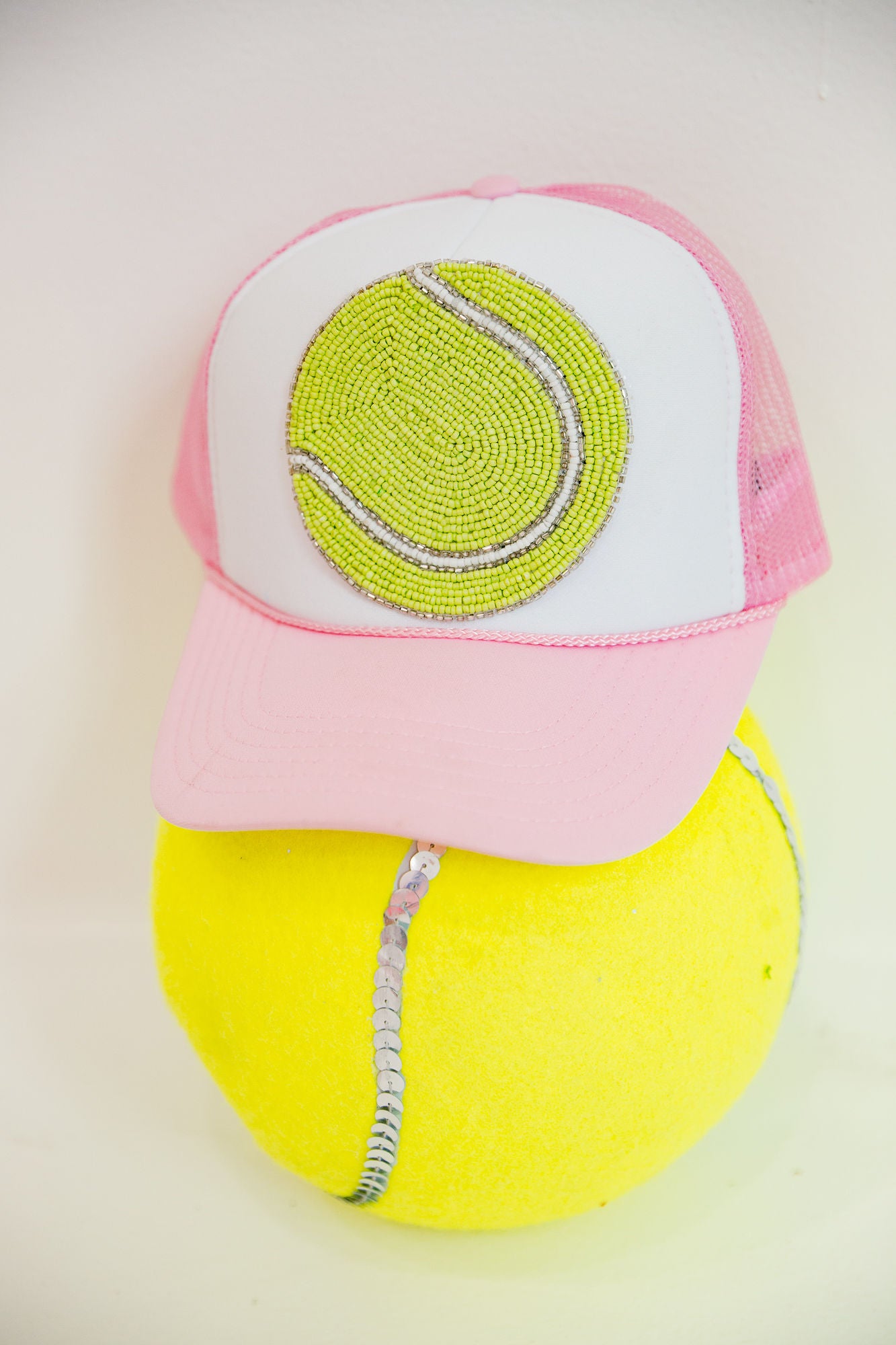 BEADED TENNIS BALL TRUCKER HAT TRUCKER HAT Judith March