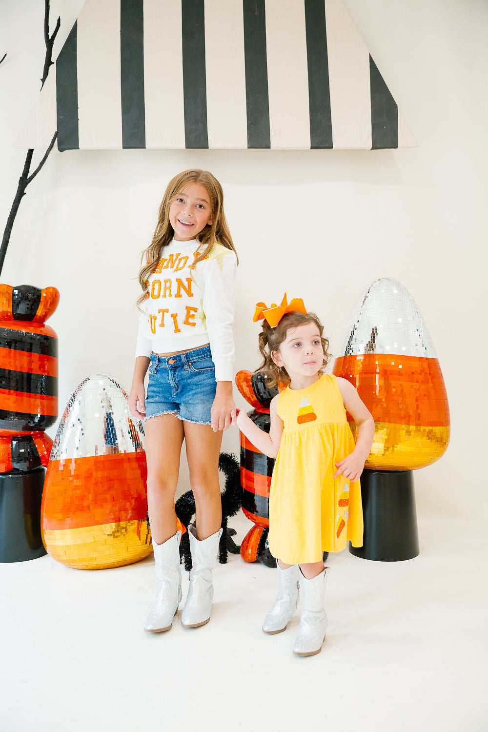 MINI KIDS CANDY CORN CUTIE WHITE PULLOVER PULLOVER Judith March