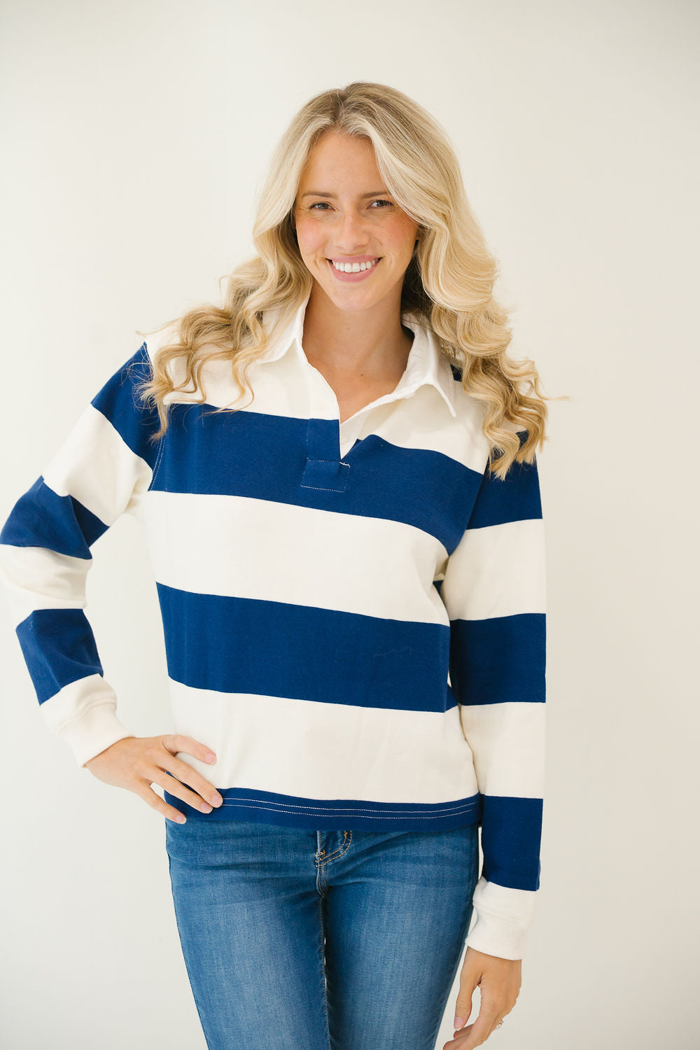 *NAVY & WHITE STRIPED PULLOVER- SMALL PULLOVER Judith March