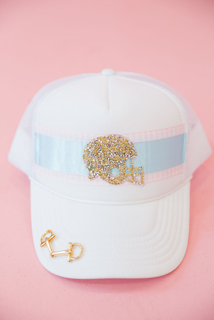 LET'S HUDDLE WHITE TRUCKER HAT TRUCKER HAT Judith March   