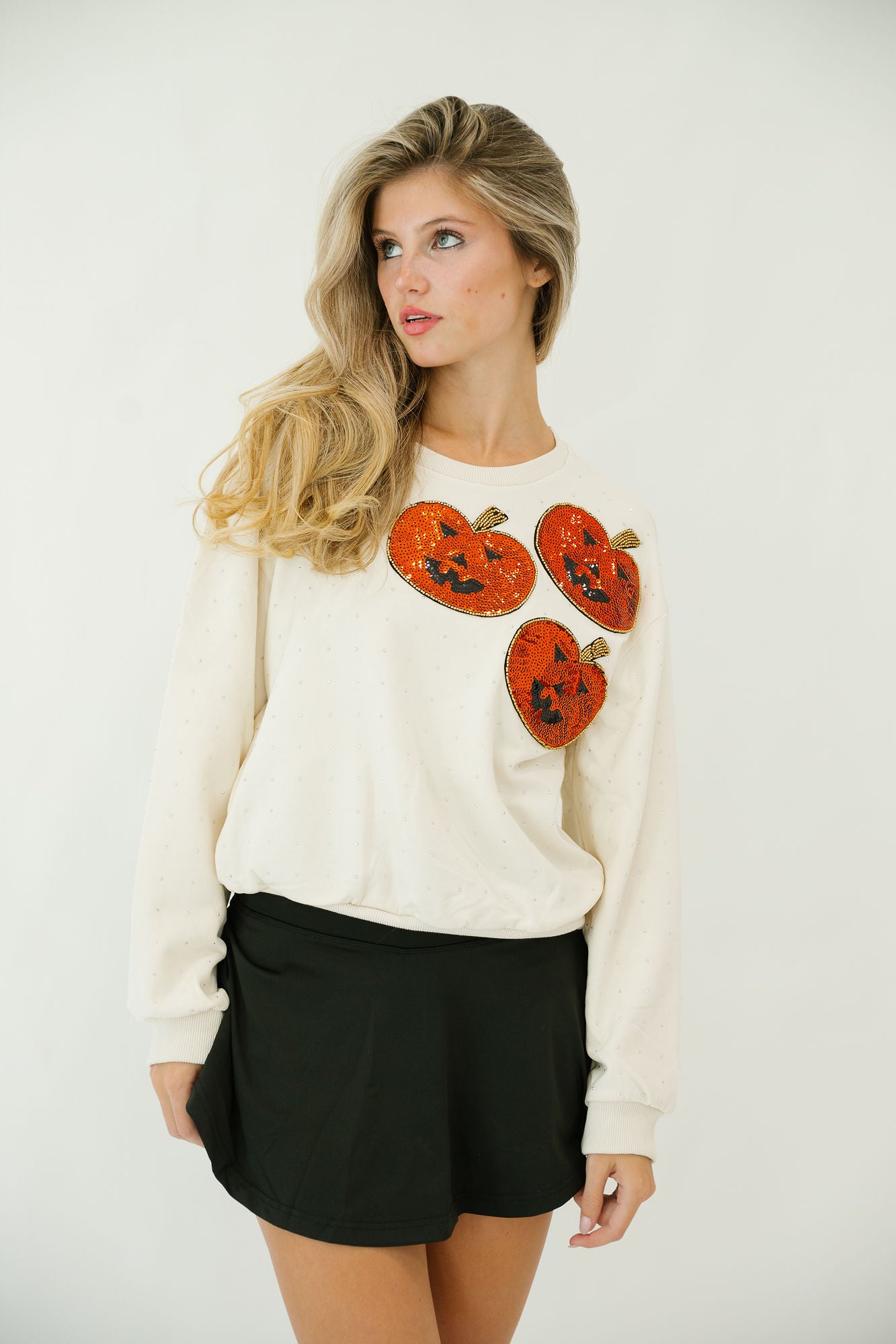 STAY SPOOKY BEJEWELED PULLOVER PULLOVER Judith March