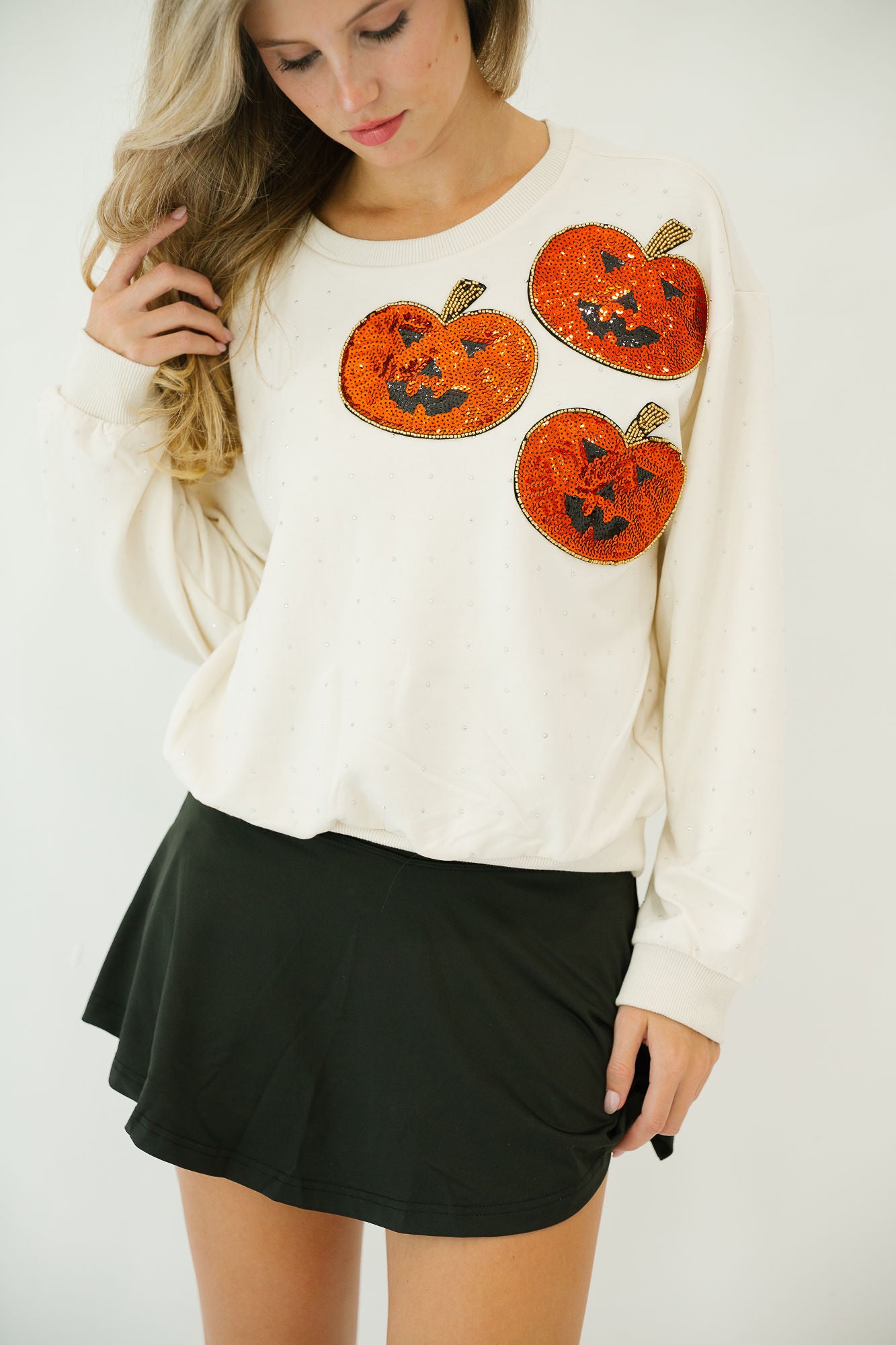 STAY SPOOKY BEJEWELED PULLOVER PULLOVER Judith March