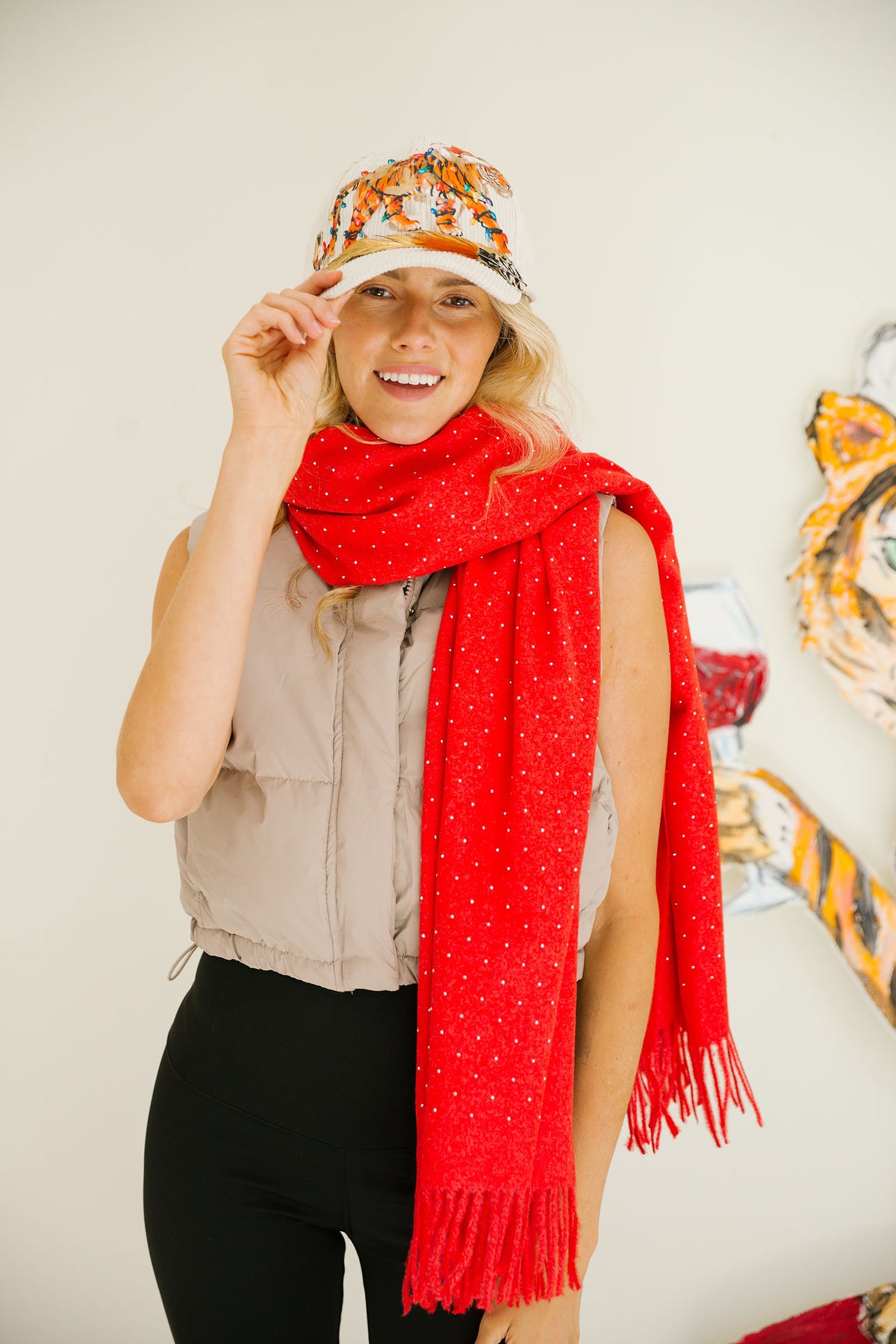 WILD ABOUT CHRISTMAS CREAM CORDUROY TRUCKER HAT TRUCKER HAT Judith March