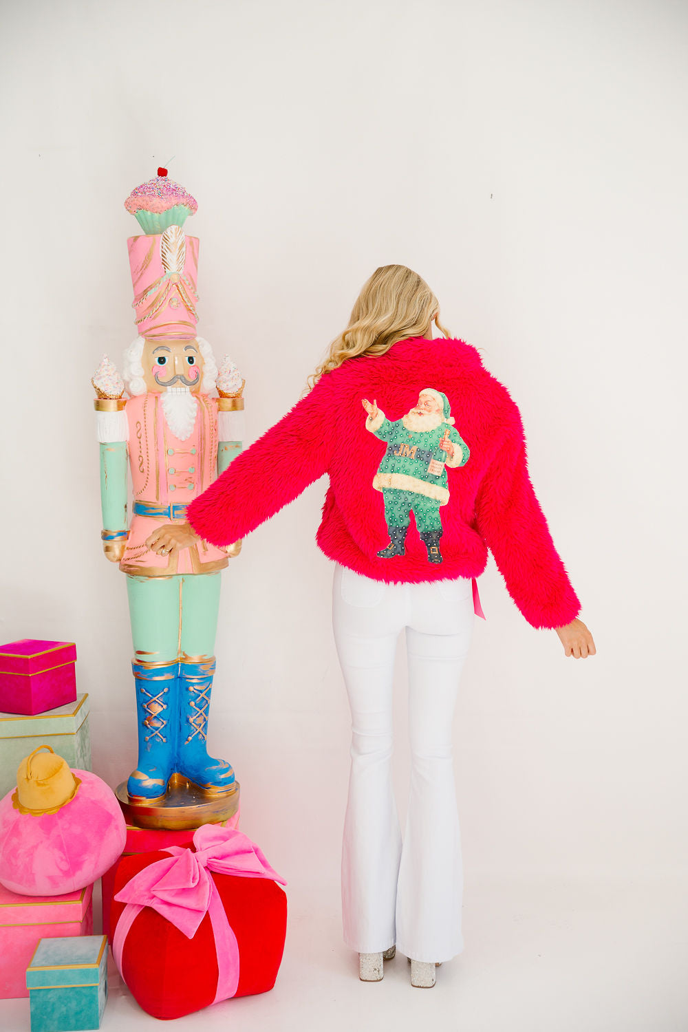 MAKING SPIRITS BRIGHT PINK FUZZY JACKET JACKET Judith March