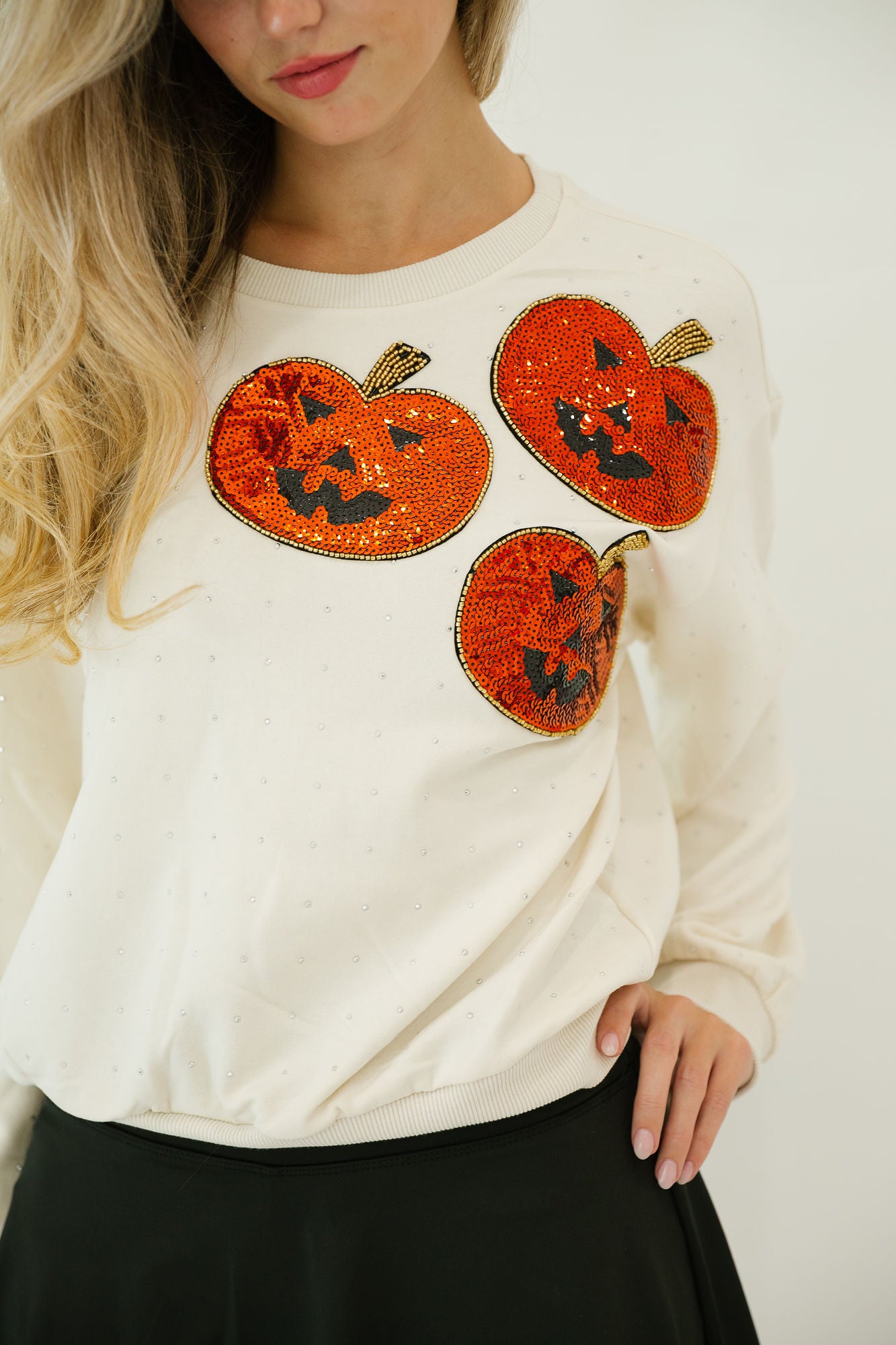 STAY SPOOKY BEJEWELED PULLOVER PULLOVER Judith March