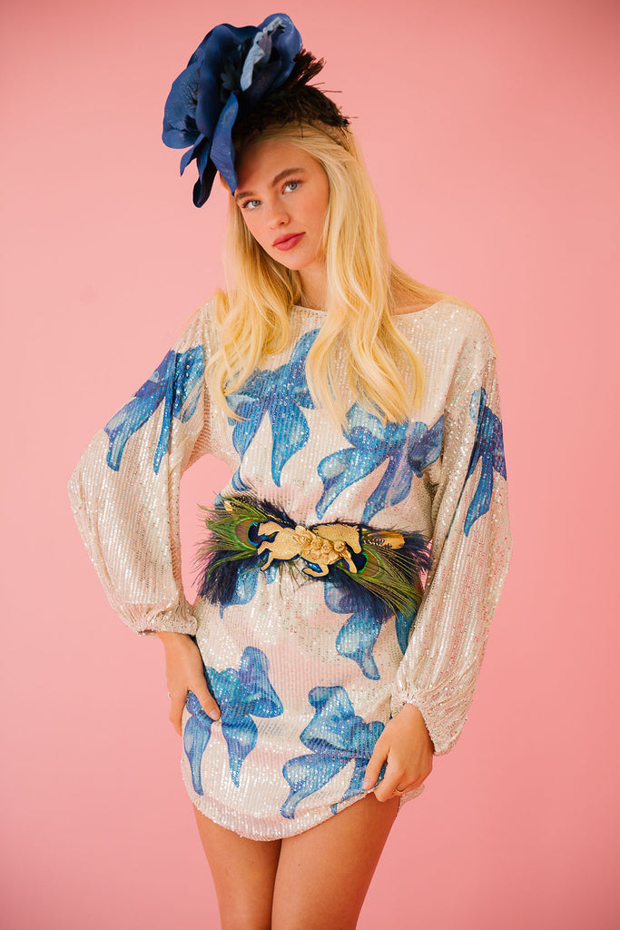 BLUE BOWS SEQUIN DRESS DRESS Judith March   
