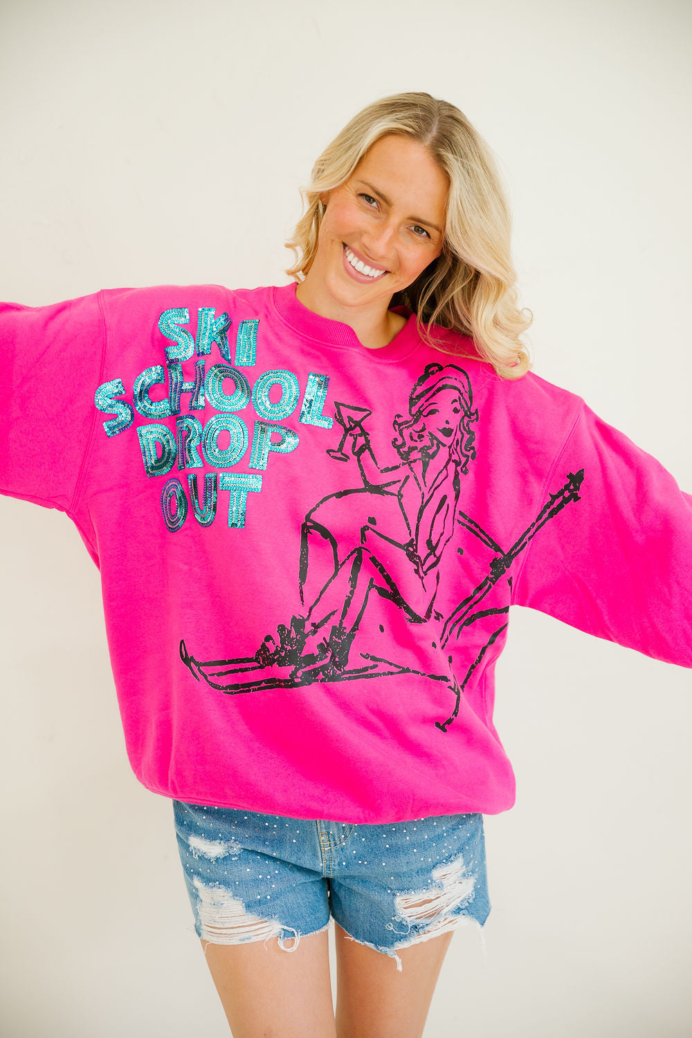 *SKI SCHOOL DROP OUT FUCHSIA PULLOVER - MULTIPLE SIZES PULLOVER Judith March