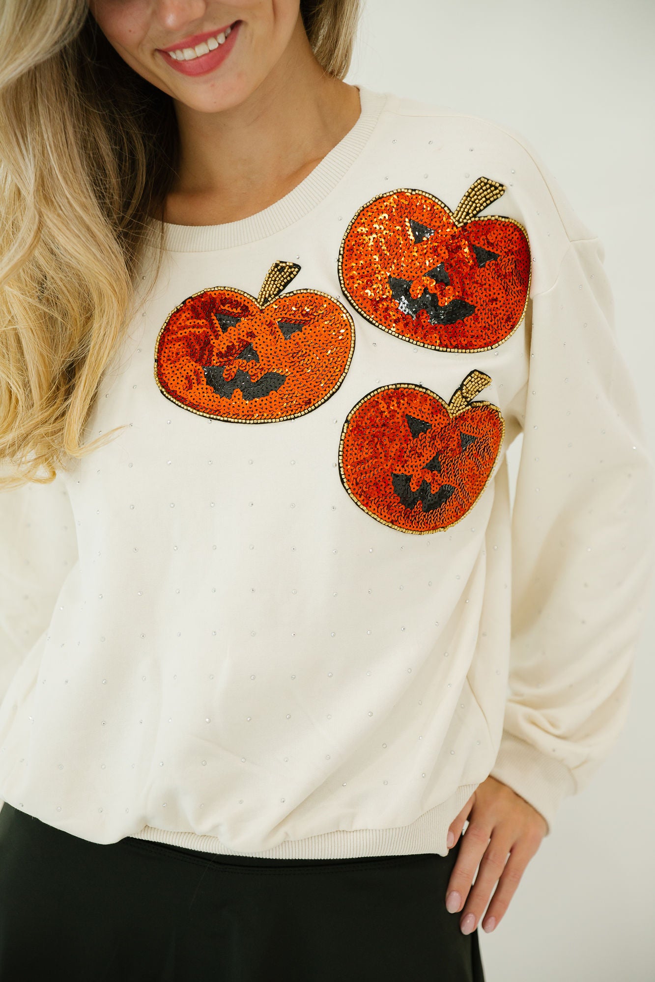 STAY SPOOKY BEJEWELED PULLOVER PULLOVER Judith March