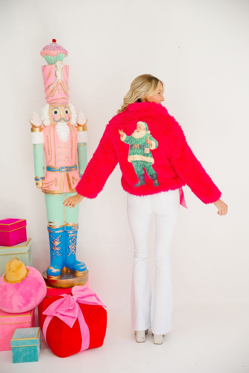 MAKING SPIRITS BRIGHT PINK FUZZY JACKET JACKET Judith March