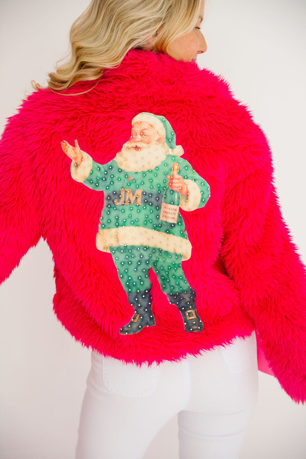 MAKING SPIRITS BRIGHT PINK FUZZY JACKET JACKET Judith March