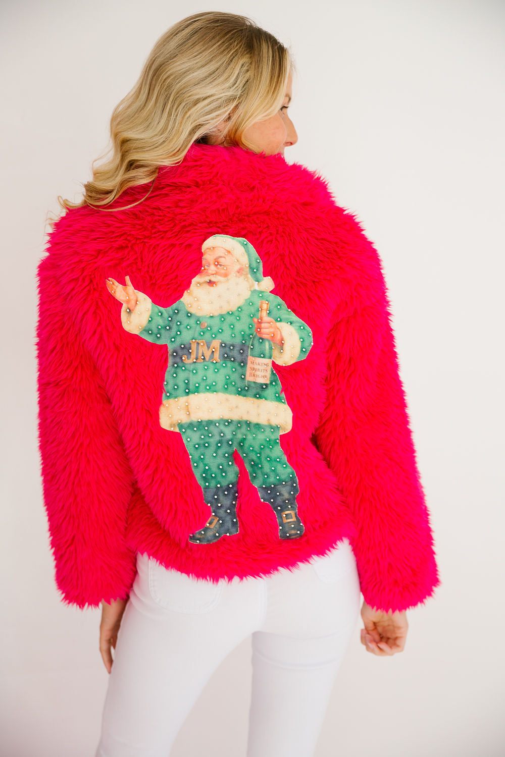 MAKING SPIRITS BRIGHT PINK FUZZY JACKET JACKET Judith March