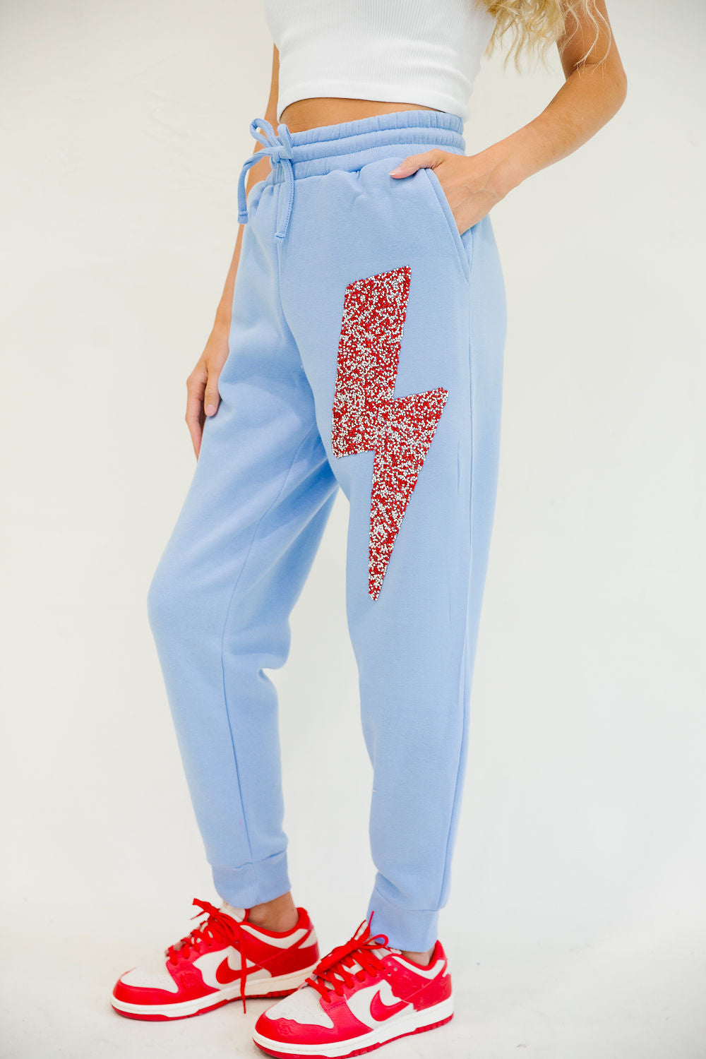 **LIGHTNING BOLT JOGGERS (MULTIPLE COLOR OPTIONS) joggers Judith March LIGHT BLUE SMALL