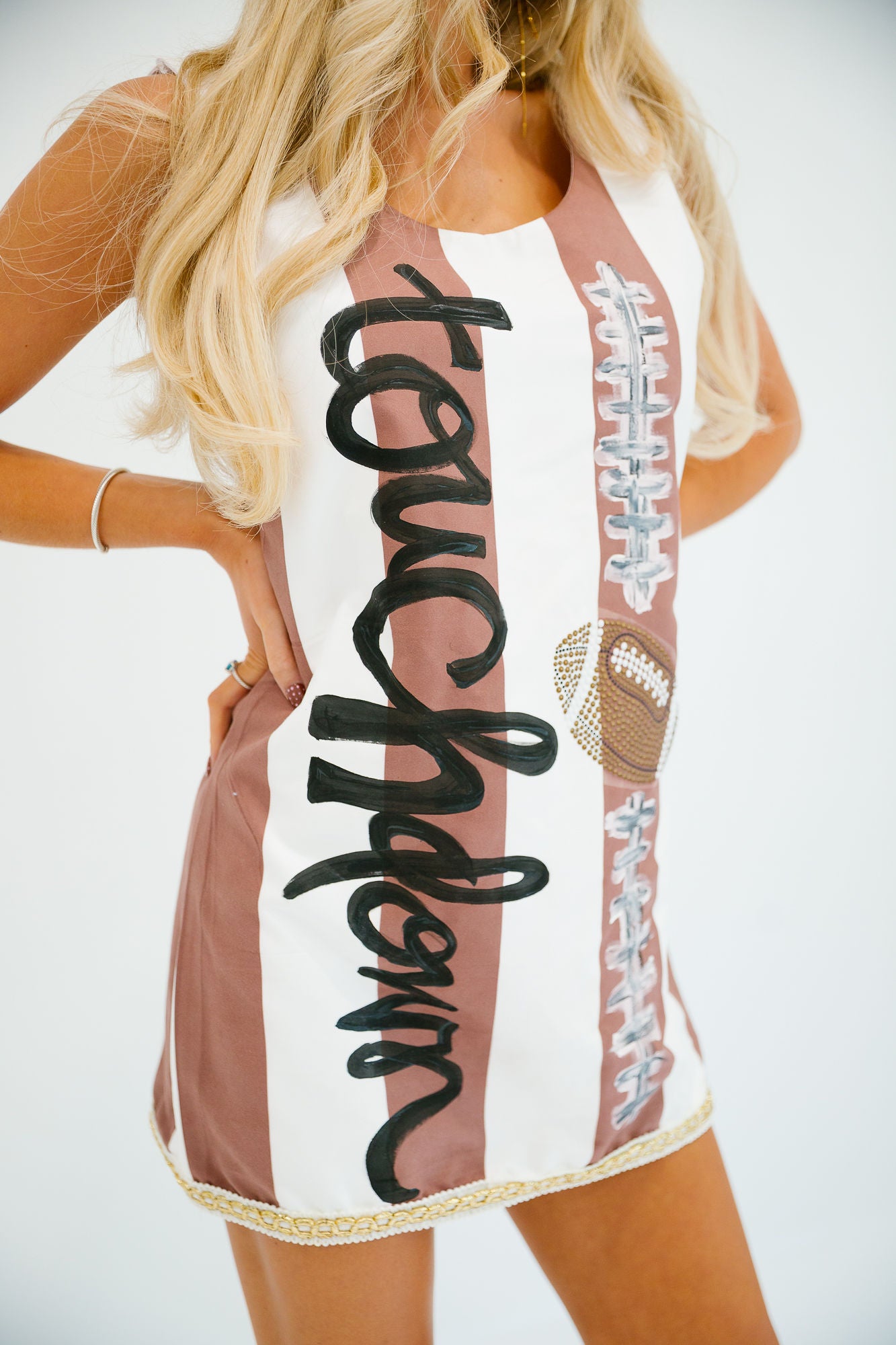 TOUCHDOWN MOCHA STRIPED DRESS DRESS Judith March