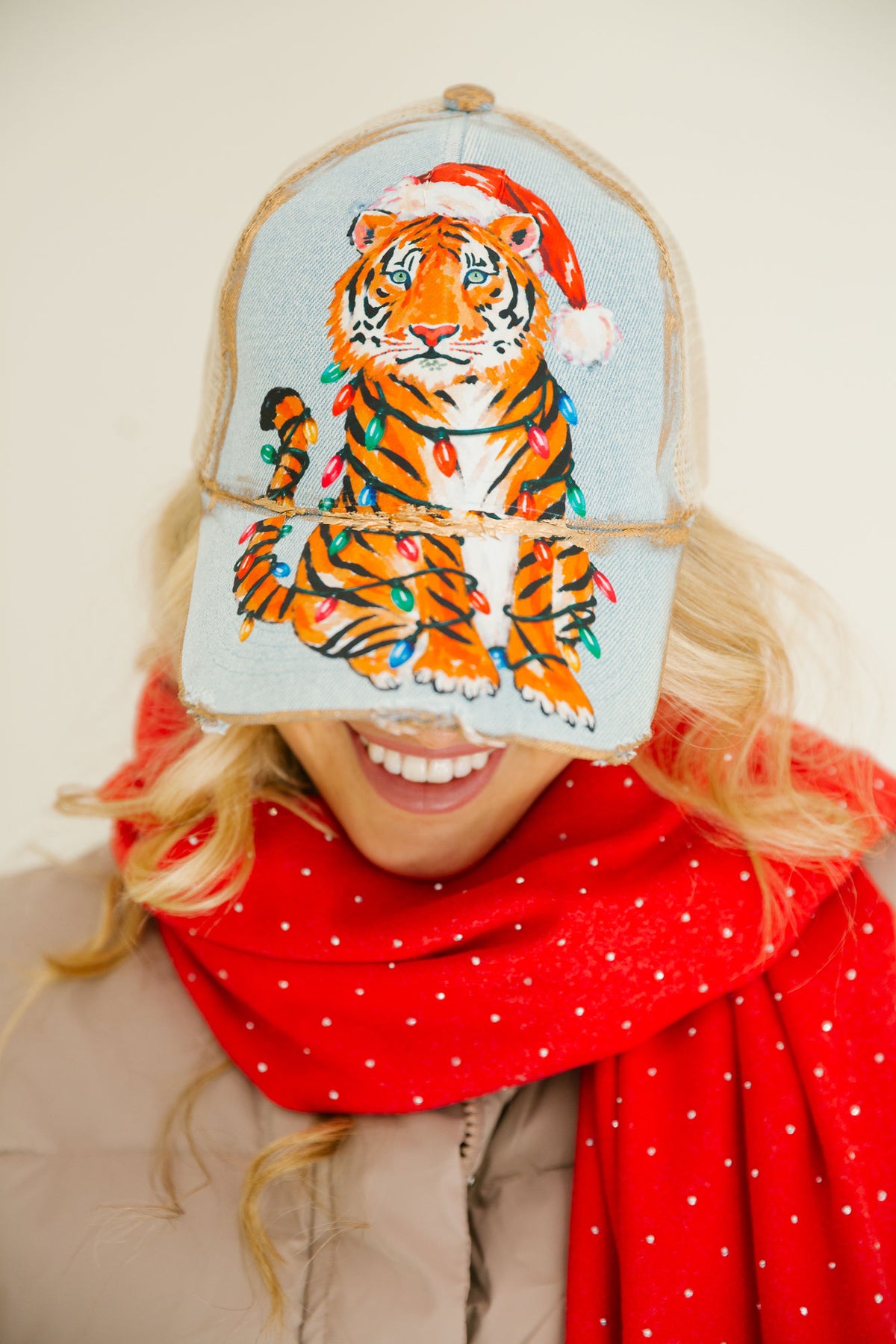 TANGLED TIGER DENIM DISTRESSED TRUCKER HAT TRUCKER HAT Judith March