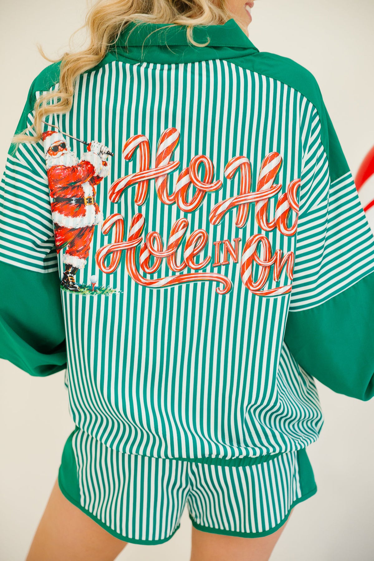 HO HO HOLE IN ONE GREEN STRIPED SET SET Judith March