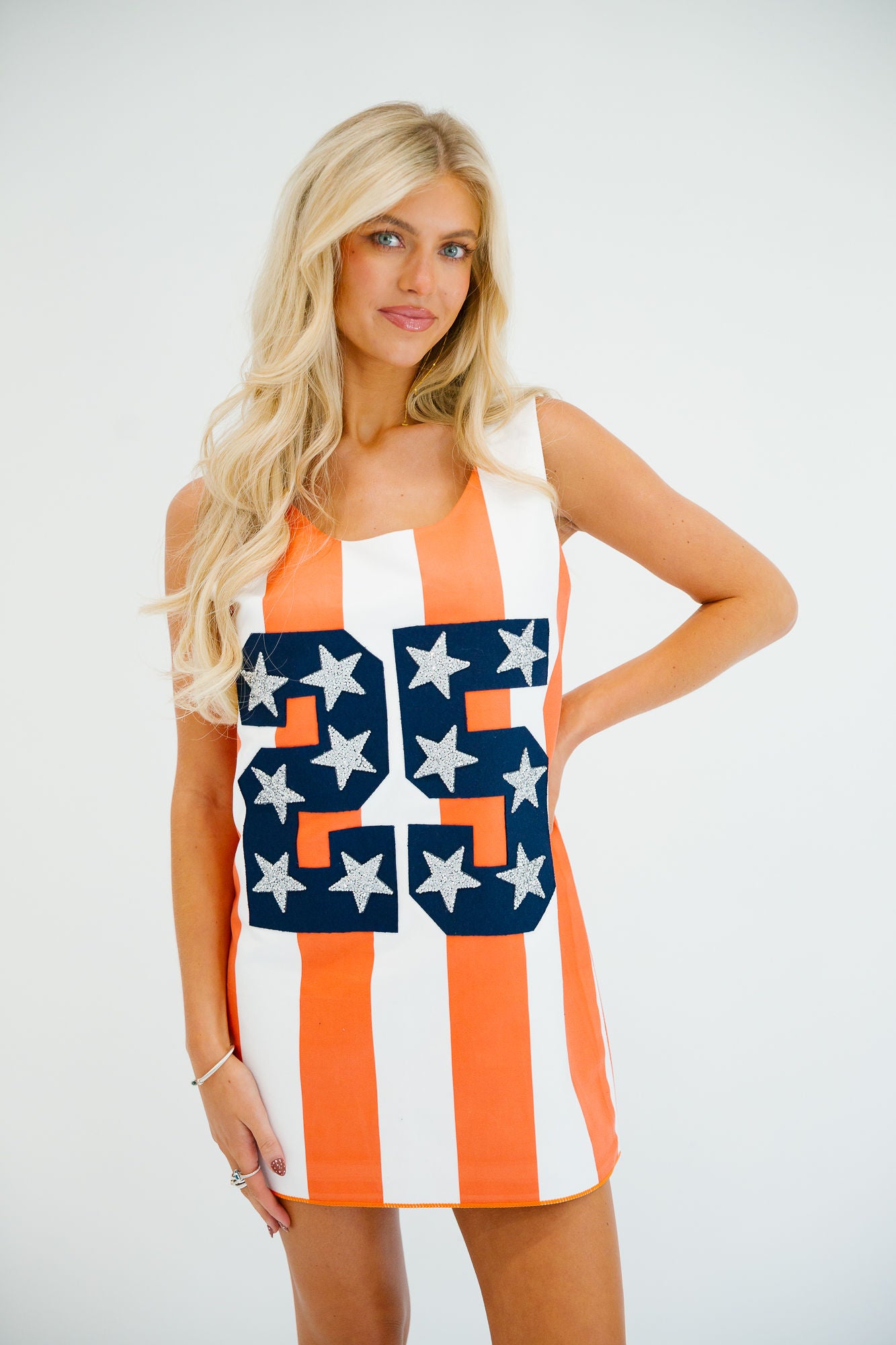 CUSTOM NUMBER ORANGE STRIPED DRESS DRESS Judith March